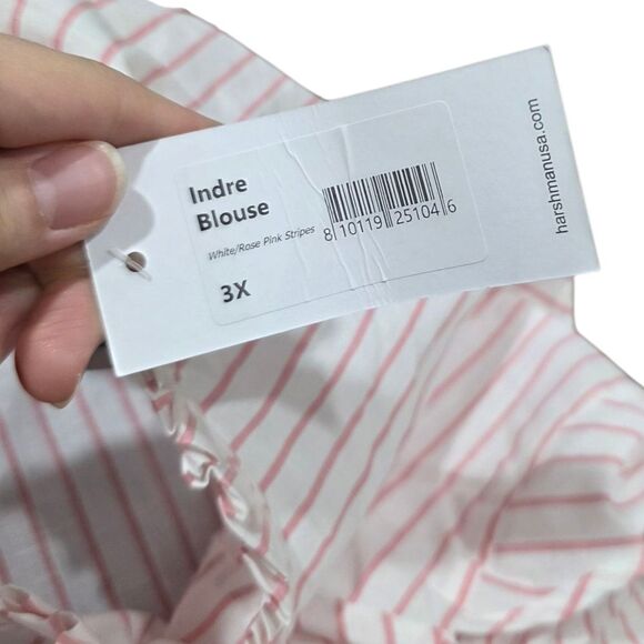 Harshman Pink Striped Indre Cold Shoulder Cutout Blouse 3X - Picture 6 of 6